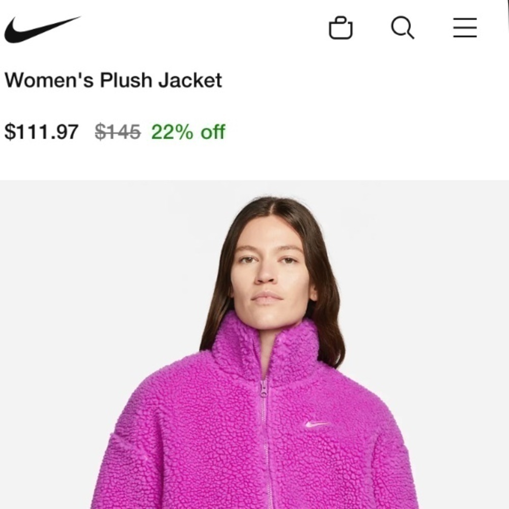 Nike Women’s Plush Jacket Pink M